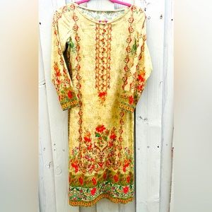 Handmade Indian style dress great to wear w jeans-BoHo, beautiful colors & print